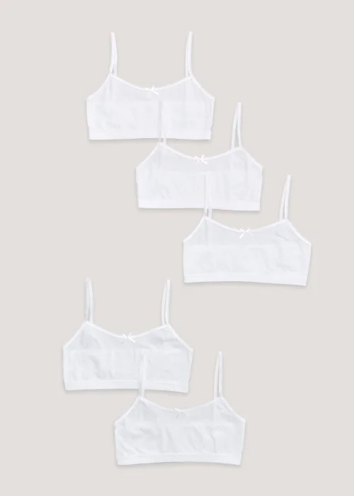 Girls 5 Pack White Seamless Crop Tops (6-13yrs) - 6-7 Yrs Image 1