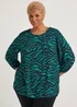 Papaya Curve Green Zebra Print Box Top - Size 18 Image 1