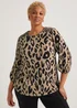 Papaya Curve Brown Animal Print Box Top - Size 18 Image 1