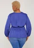 Papaya Curve Blue Wrap Satin Blouse - Size 18 Image 4