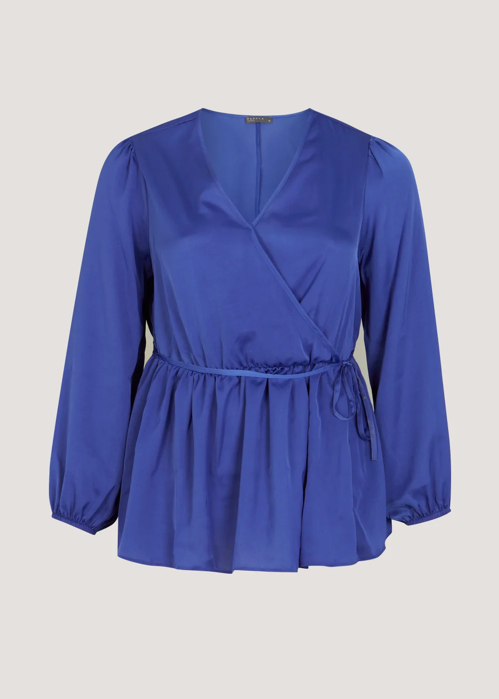 Papaya Curve Blue Wrap Satin Blouse - Size 18 Image 2