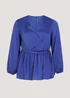 Papaya Curve Blue Wrap Satin Blouse - Size 18 Image 2