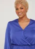 Papaya Curve Blue Wrap Satin Blouse - Size 18 Image 3