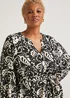 Papaya Curve Black & White Print Belted Shirt Dress - 18 Image 3