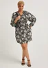 Papaya Curve Black & White Print Belted Shirt Dress - 18 Image 4