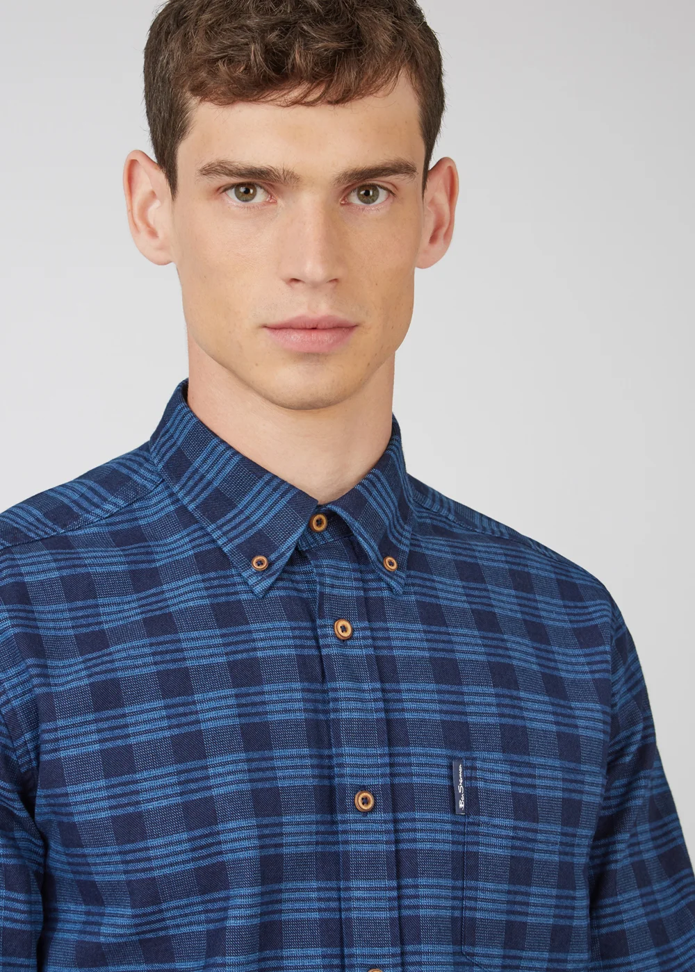 Ben Sherman Indigo Gingham 100% Cotton Regular Fit Shirt - Medium Image 2