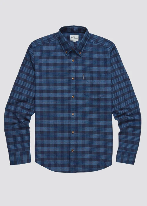 Ben Sherman Indigo Gingham 100% Cotton Regular Fit Shirt - Medium Image 5