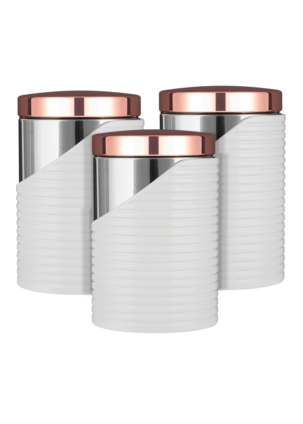 Tower Set of 3 White Canisters (12cm x 12cm x 17cm) Image 1