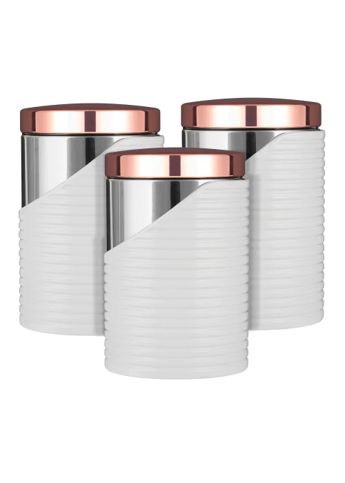 Tower Set of 3 White Canisters (12cm x 12cm x 17cm) Image 1