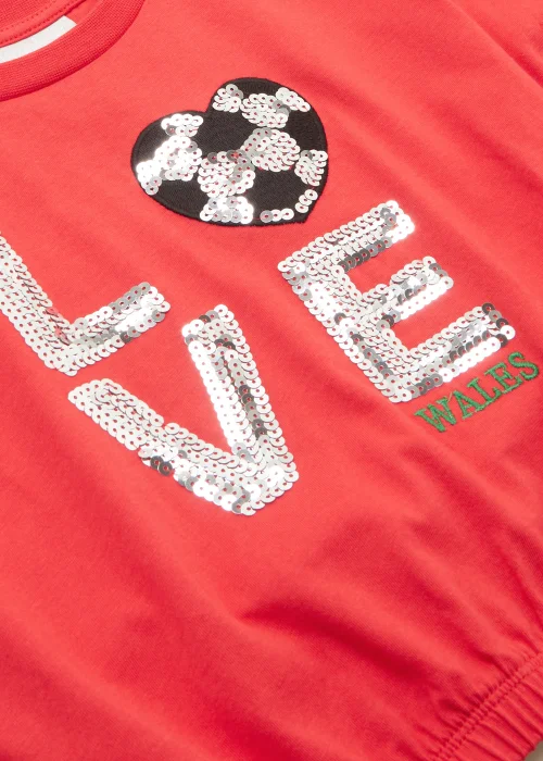 Girls Red Wales Print T-Shirt (4-13yrs) - Age 4 Years Image 2