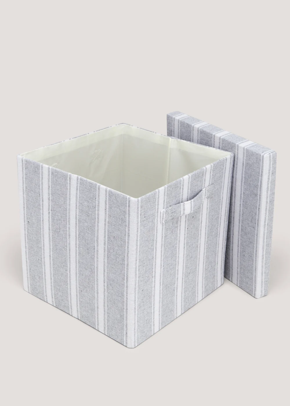Grey Stripe Foldable Storage Box (33cm x 33cm x 31cm) Image 2