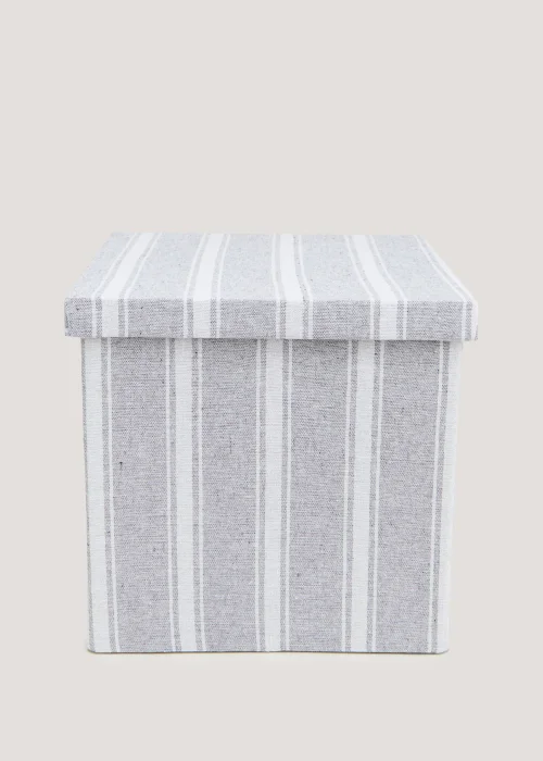 Grey Stripe Foldable Storage Box (33cm x 33cm x 31cm) Image 1