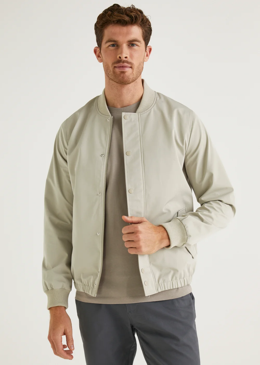 Light Grey Lightweight Bomber Jacket - S Image 1