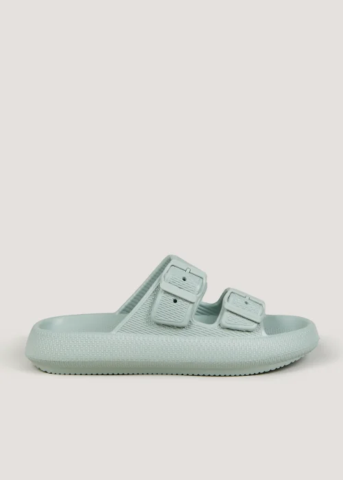 Khaki Chunky Double Buckle Sliders - Small Image 1
