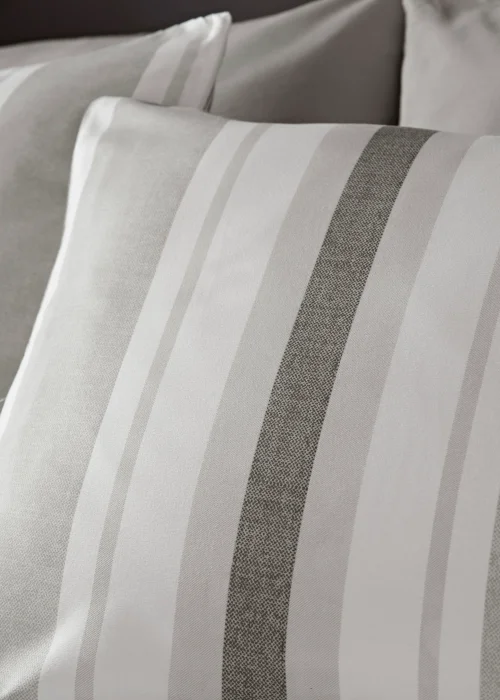 Grey Stripe Reversible Duvet Cover - Double Image 3