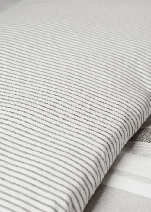 Grey Stripe Reversible Duvet Cover - Double Image 2