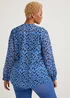 Papaya Curve Blue Print Button Up Chiffon Blouse - Size 18 Image 4