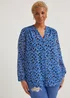 Papaya Curve Blue Print Button Up Chiffon Blouse - Size 18 Image 1