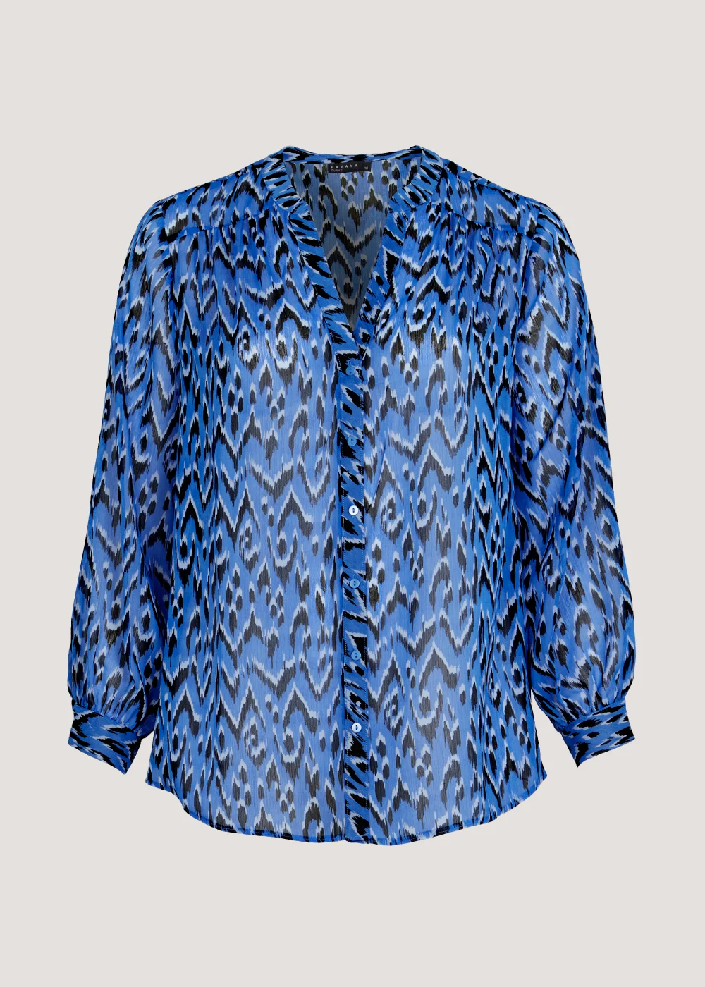 Papaya Curve Blue Print Button Up Chiffon Blouse - Size 18 Image 3