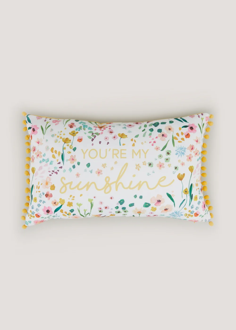 Floral Sunshine Slogan Cushion (30cm x 50cm) Image 1