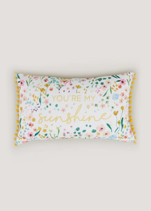 Floral Sunshine Slogan Cushion (30cm x 50cm) Image 1