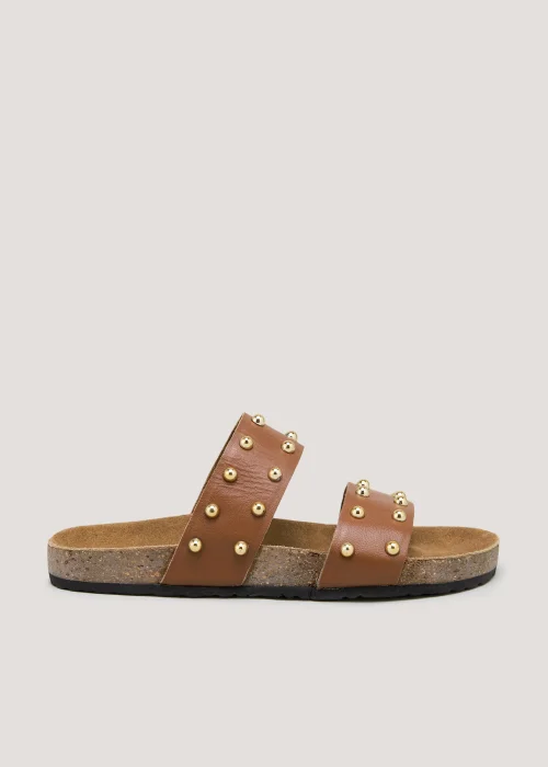 Tan Leather Stud Sandals - Size 3 Image 1