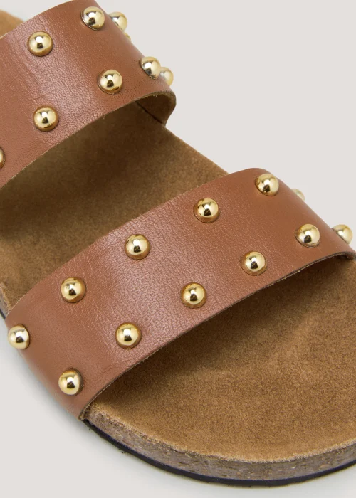 Tan Leather Stud Sandals - Size 3 Image 2