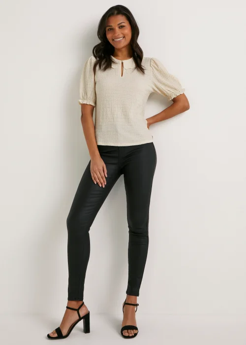 JDY Thunder Black Coated Jeans - L - UK 12 Image 1