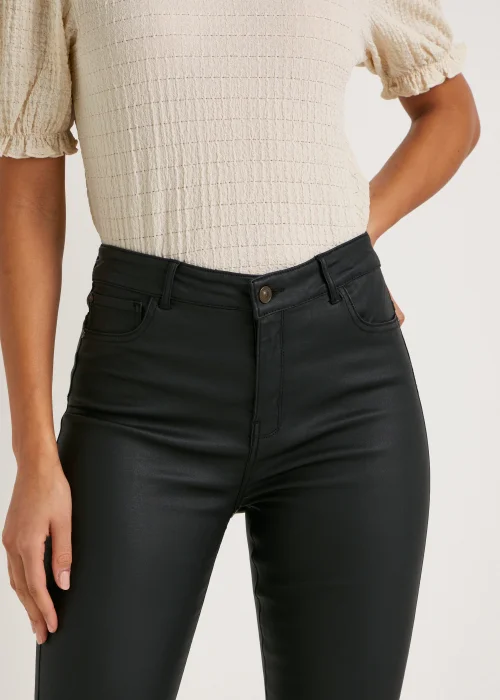 JDY Thunder Black Coated Jeans - L - UK 12 Image 3