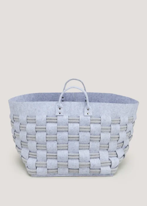 Grey Large Lattice Felt Storage Basket (36cm x 36cm x 36cm) Image 1