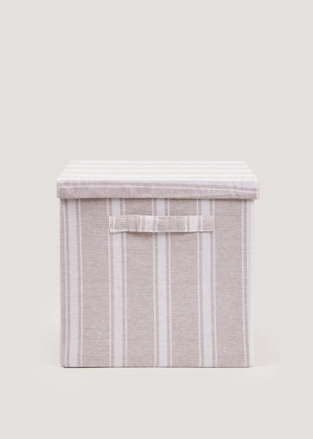 Beige Stripe Foldable Storage Box (33cm x 33cm x 31cm) Image 1