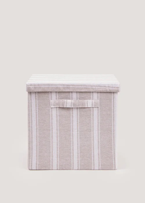 Beige Stripe Foldable Storage Box (33cm x 33cm x 31cm) Image 1