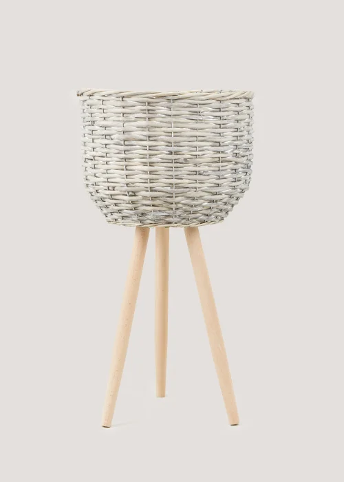 Natural Woven Planter on Stand Image 1