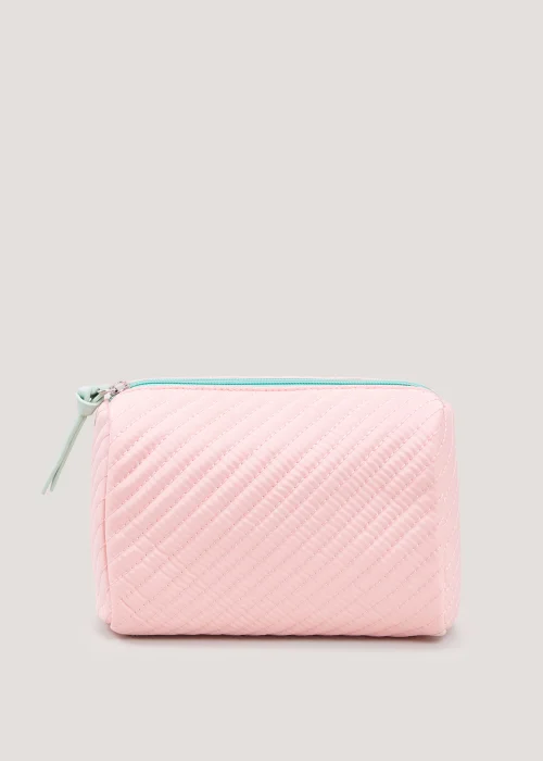 Pink Quilted Makeup Bag Image 1