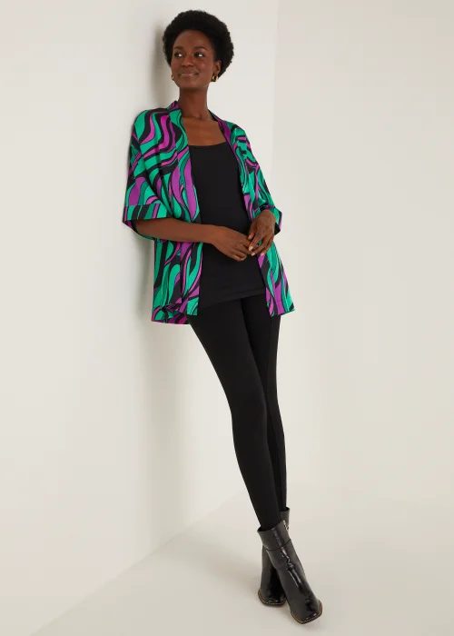 Green Swirl Print Kimono - Small Image 3