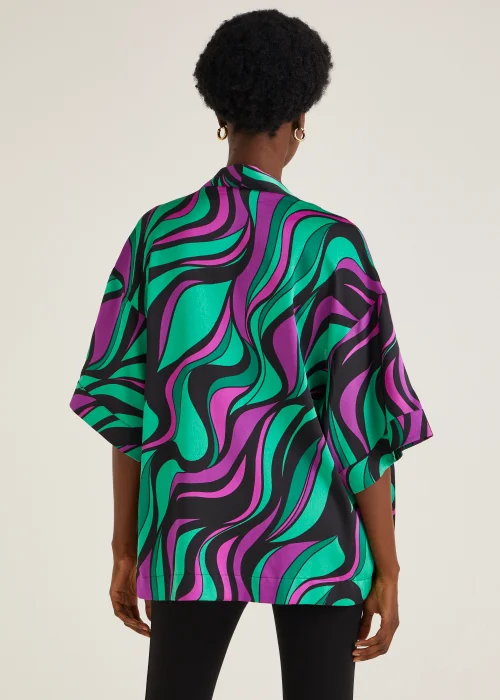 Green Swirl Print Kimono - Small Image 4
