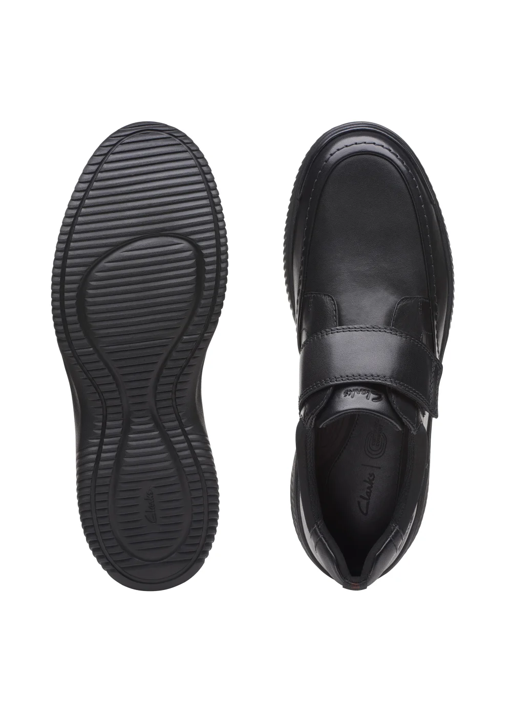 Clarks Black Donaway Strap Leather Shoes - Size 6 G Image 4