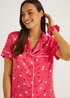 Pink Heart Satin Button Up Pyjama & Scrunchie Set - Size 8 Image 3