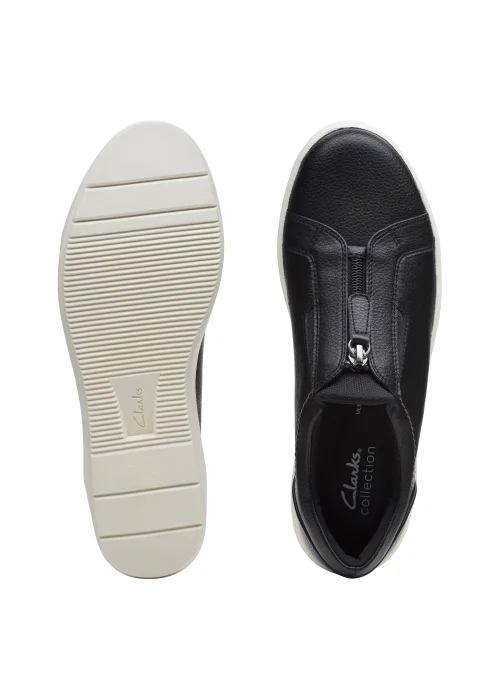 Clarks Black Layton Rae Leather Sneakers - Size 3 D Image 6