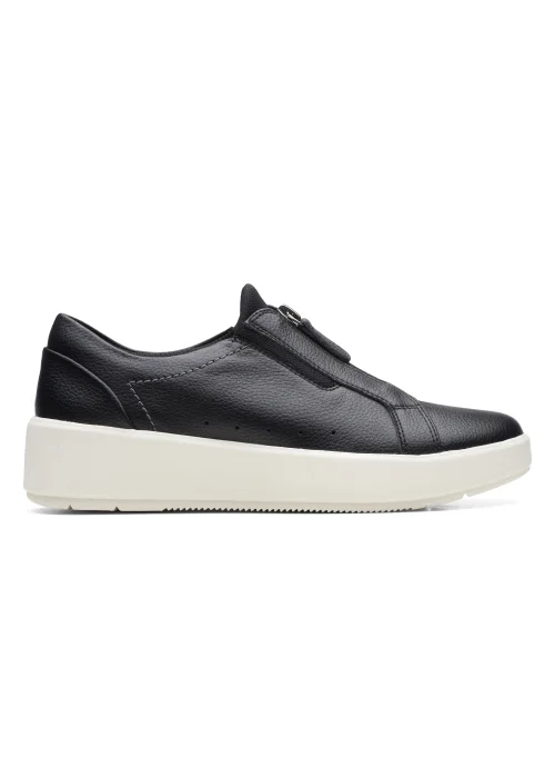 Clarks Black Layton Rae Leather Sneakers - Size 3 D Image 1