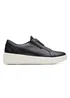 Clarks Black Layton Rae Leather Sneakers - Size 3 D Image 1