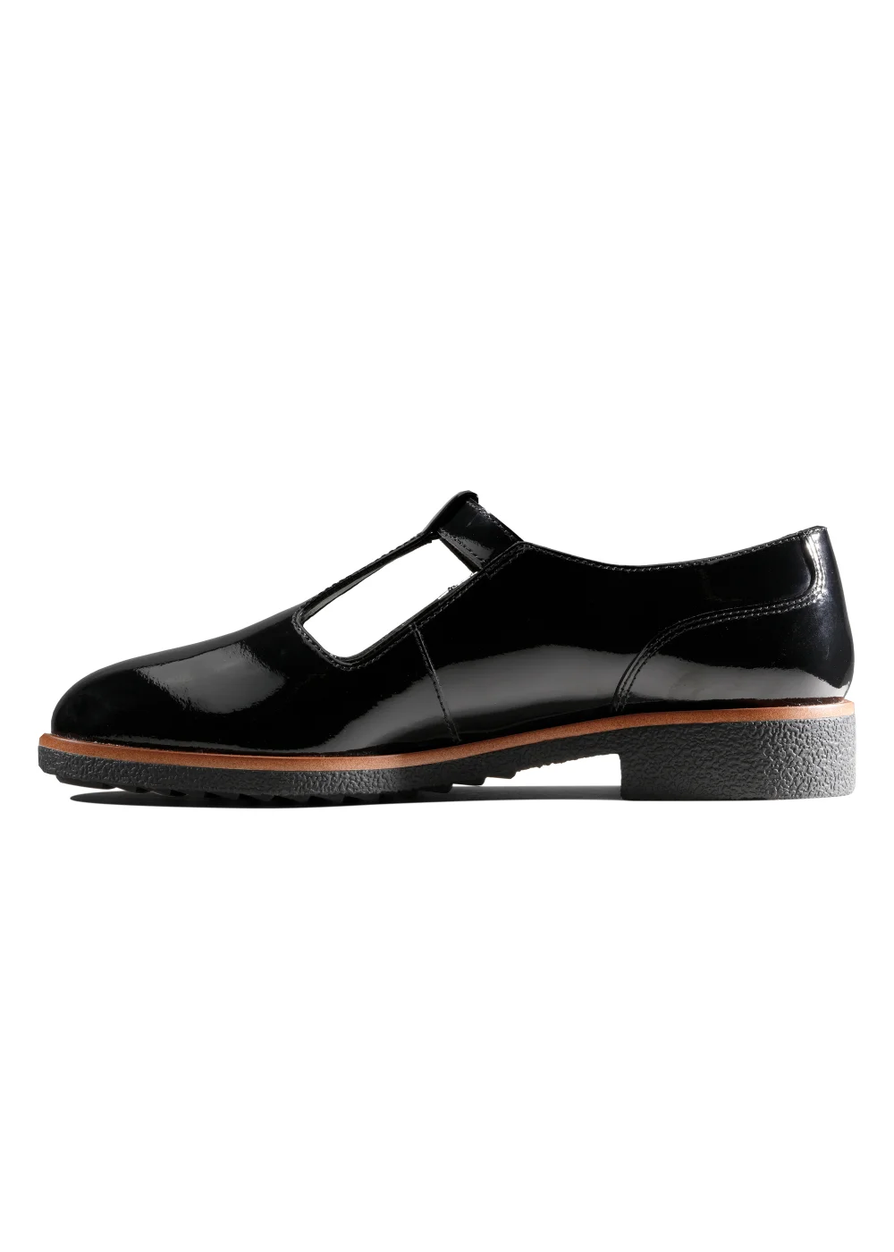 Clarks Black Leather Griffin Town T-Bar Shoes - Size 3 D Image 2