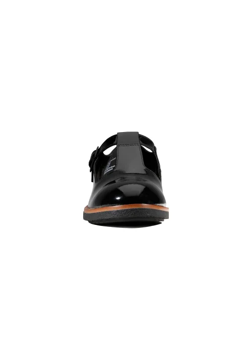 Clarks Black Leather Griffin Town T-Bar Shoes - Size 3 D Image 4