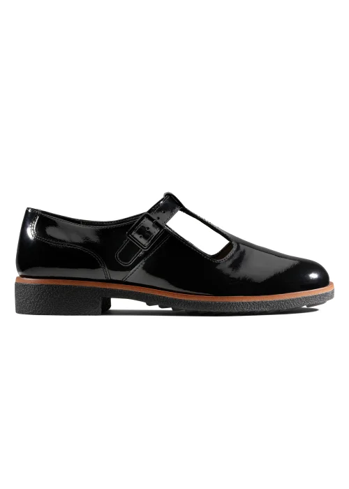 Clarks Black Leather Griffin Town T-Bar Shoes - Size 3 D Image 1