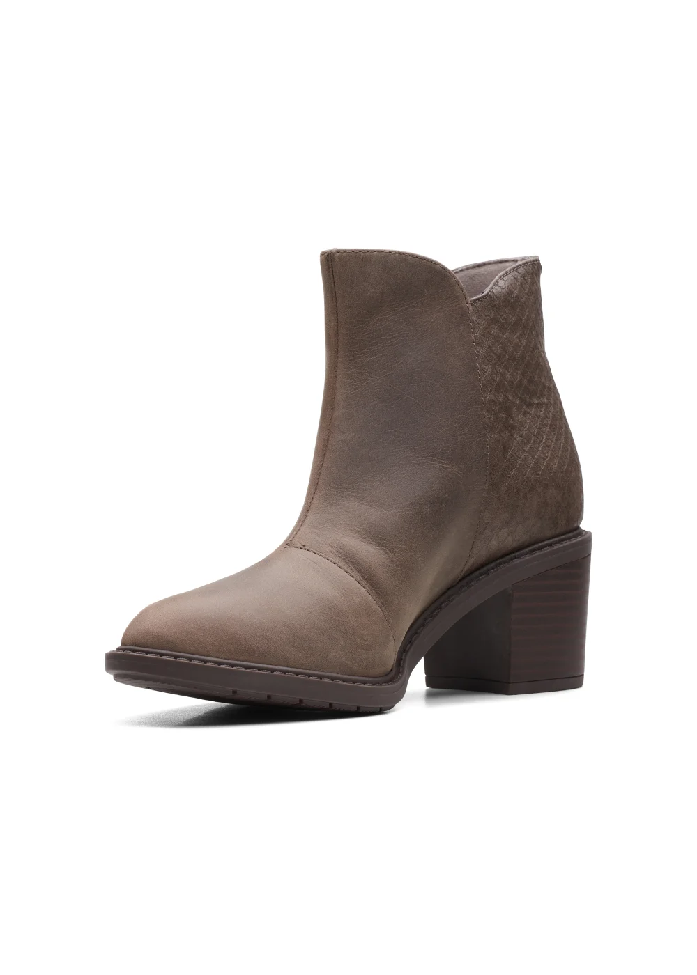 Clarks Taupe Leather Scene Zip Ankle Boots - Size 7 Image 4