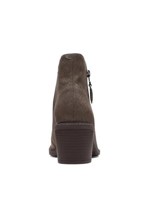 Clarks Taupe Leather Scene Zip Ankle Boots - Size 7 Image 3