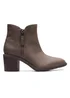 Clarks Taupe Leather Scene Zip Ankle Boots - Size 7 Image 1