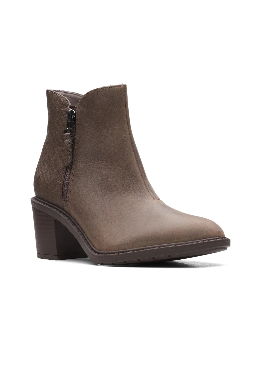 Clarks Taupe Leather Scene Zip Ankle Boots - Size 7 Image 5