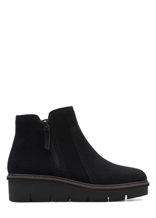 Clarks Black Airabell Zip Suede Ankle Boots - Size 5 Image 1