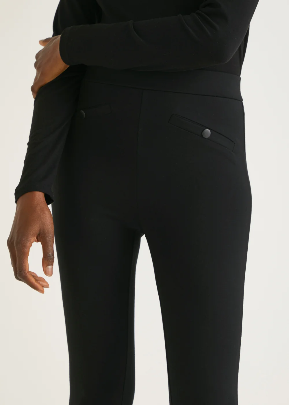 Black Button Pocket Body Shaper Leggings - 8 Image 2